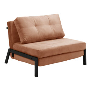 Πολυθρόνα-κρεβάτι Fancy haroma βελούδο σε σάπιο μήλο απόχρωση και πόδι μαύρο μέταλλο 95x98x70εκ