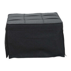 Σκαμπό-κρεβάτι Grejio haroma ύφασμα σε ανθρακί απόχρωση κα πόδι μαύρο μέταλλο 70x70x45εκ