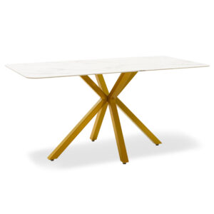 Τραπέζι Paris haroma γυαλί 8mm σχέδιο μαρμάρου-χρυσό 160x80x75εκ