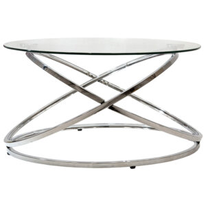 Τραπέζι σαλονιού Sabin haroma μέταλλο-γυαλί 8mm Φ80x43εκ