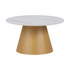 Τραπέζι σαλονιού Soleire haroma λευκό μαρμάρου sintered stone Φ70x40εκ