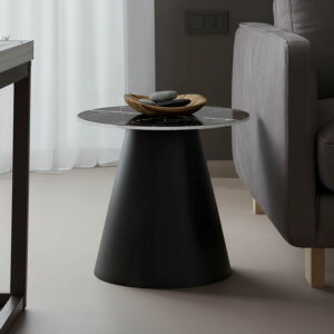 Βοηθητικό τραπέζι Fabrin haroma μαύρο μαρμάρου sintered stone-μαύρο μέταλλο Φ50x46εκ