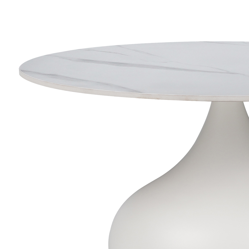 Τραπέζι σαλονιού Kirkene Inart sintered stone σε απόχρωση λευκό μαρμάρου με λευκό μέταλλο Φ70x40εκ Τραπέζι σαλονιού Kirkene Inart sintered stone σε απόχρωση λευκό μαρμάρου με λευκό μέταλλο Φ70x40εκ - Image 2