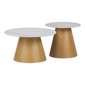 Τραπέζια σαλονιού Soleire haroma σετ 2τεμ λευκό μαρμάρου sintered stone