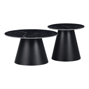 Βοηθητικά τραπέζια Fabrin haroma μαύρο μαρμάρου sintered stone-μαύρο μέταλλο