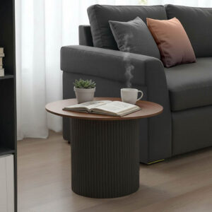 Τραπέζι σαλονιού Dovel haroma mdf σε καρυδί-μαυρη απόχρωση Φ70x40εκ