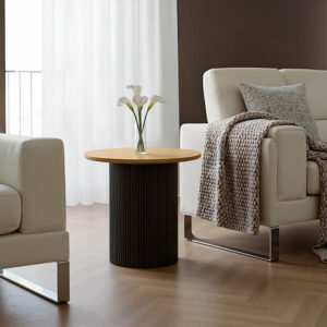 Βοηθητικό τραπέζι Dovel haroma mdf σε sonoma -μαύρη απόχρωση Φ50x45εκ