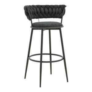 Σκαμπό μπαρ Alkia I haroma ύφασμα σε μαύρη απόχρωση- πόδι μαύρο μέταλλο 50x56x95εκ