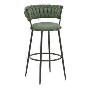 Σκαμπό μπαρ Alkia I haroma ύφασμα σε χακί απόχρωση- πόδι μαύρο μέταλλο 50x56x95εκ