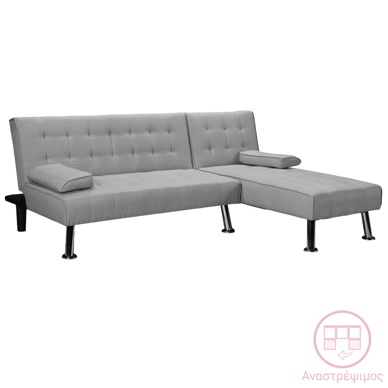 Γωνιακός καναπές-κρεβάτι αναστρέψιμος Brisk pakoworld γκρι ύφασμα 200x146x75εκ Γωνιακός καναπές-κρεβάτι αναστρέψιμος Brisk pakoworld γκρι ύφασμα 200x146x75εκ