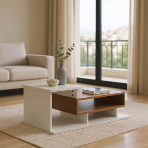 Τραπέζι σαλονιού Nuvele haroma σε λευκή-sonoma απόχρωση 90x50x35εκ