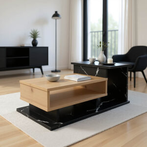 Τραπέζι σαλονιού Nuvele haroma σε μαύρο μαρμάρου-sonoma απόχρωση 90x50x35εκ