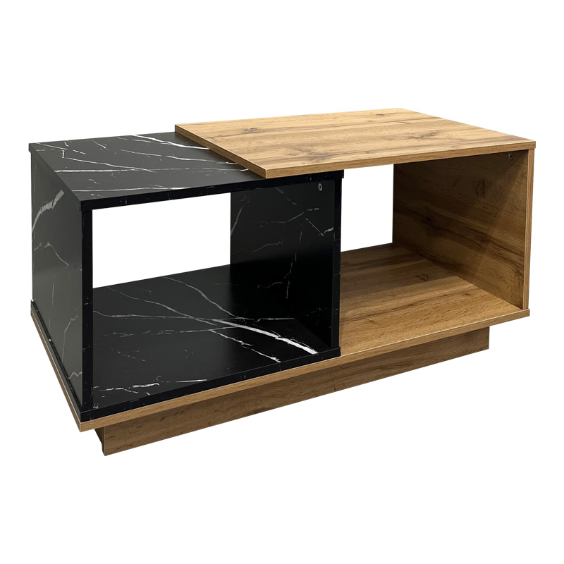 Τραπέζι σαλονιού Fetix pakoworld σε μαύρο μαρμάρου-sonoma απόχρωση 90x45x45εκ Τραπέζι σαλονιού Fetix pakoworld σε μαύρο μαρμάρου-sonoma απόχρωση 90x45x45εκ - Image 2