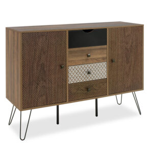 Μπουφές Boho haroma με τέσσερα συρτάρια καρυδί μεταλλικά πόδια 122x39,5x86εκ