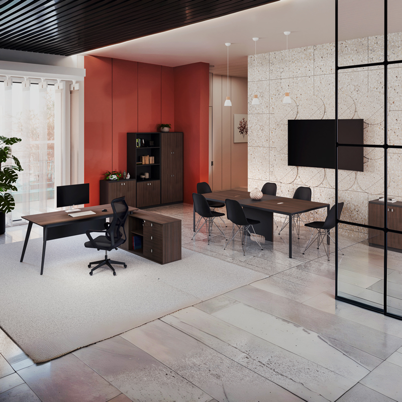 Ντουλάπα γραφείου επαγγελματική Denith pakoworld ανθρακί-καρυδί 80x40x200εκ Ντουλάπα γραφείου επαγγελματική Denith pakoworld ανθρακί-καρυδί 80x40x200εκ - Image 2