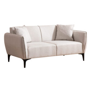 Καναπές 2θέσιος PWF-0565 haroma ύφασμα λευκό-γκρι 160x95x67εκ