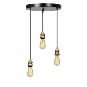 Φωτιστικό οροφής τρίφωτο Sopio haroma Ε27 μέταλλο μαύρο Φ30x85εκ