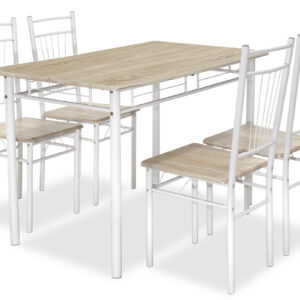 Τραπεζαρία Roza haroma σετ 5τμχ χρώμα sonoma - πόδια λευκό gloss 120x70x75εκ