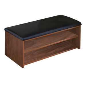 Παπουτσοθήκη-Σκαμπό Kiana haroma 6 ζεύγων με μαυρο μαξιλάρι σε καρυδι απόχρωση 80x32x44εκ