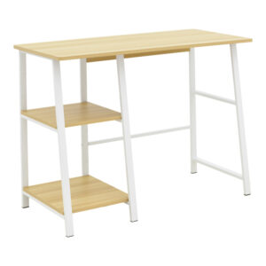 Γραφείο εργασίας Ferje haroma με ράφια mdf σε φυσική-λευκή απόχρωση 100x48x75εκ