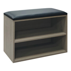 Παπουτσοθήκη-Σκαμπό Kiana haroma 4 ζεύγων με μαξιλάρι σε γκρι-oak απόχρωση 60x32x44εκ