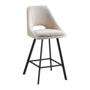 Σκαμπό μπαρ Initiate haroma κρεμ μπουκλέ ύφασμα-πόδι μαύρο μέταλλο 48x56x98εκ