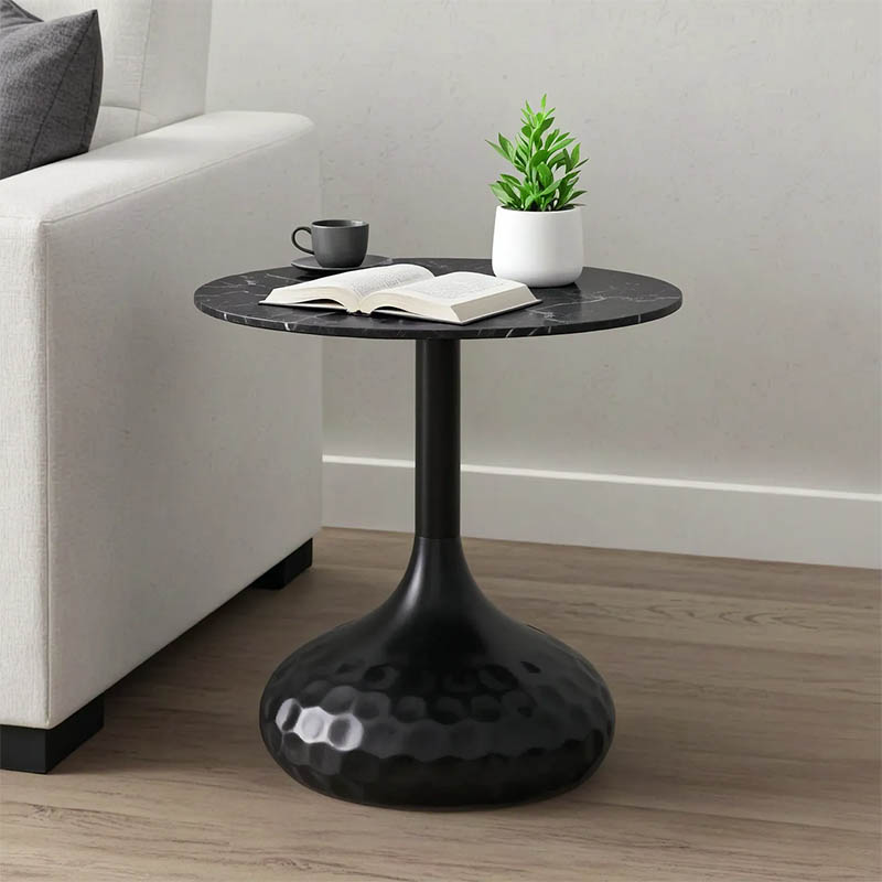 Βοηθητικό τραπέζι Fabron Inart μαύρο sintered stone Φ50x52εκ Βοηθητικό τραπέζι Fabron Inart μαύρο sintered stone Φ50x52εκ