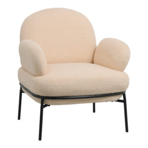 Πολυθρόνα Jaycob haroma μπουκλέ μπεζ-πόδι μαύρο μέταλλο 74x71x83εκ