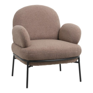 Πολυθρόνα Jaycob haroma μπουκλέ καφέ-πόδι μαύρο μέταλλο 74x71x83εκ