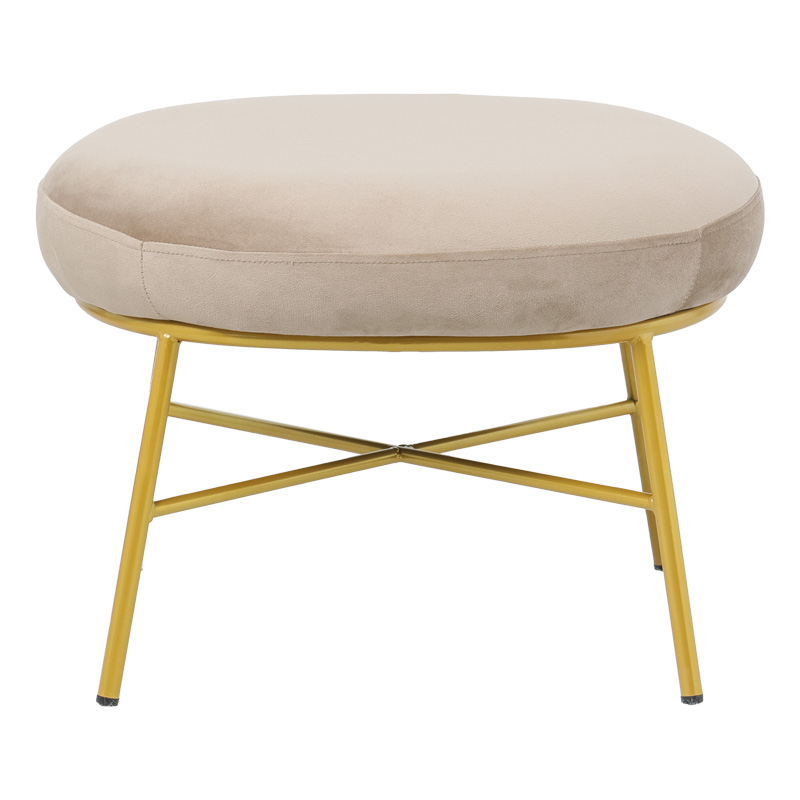 Σκαμπό Susanna pakoworld βελούδο μπεζ-πόδι χρυσό μέταλλο 56x47x40εκ Σκαμπό Susanna pakoworld βελούδο μπεζ-πόδι χρυσό μέταλλο 56x47x40εκ - Image 3