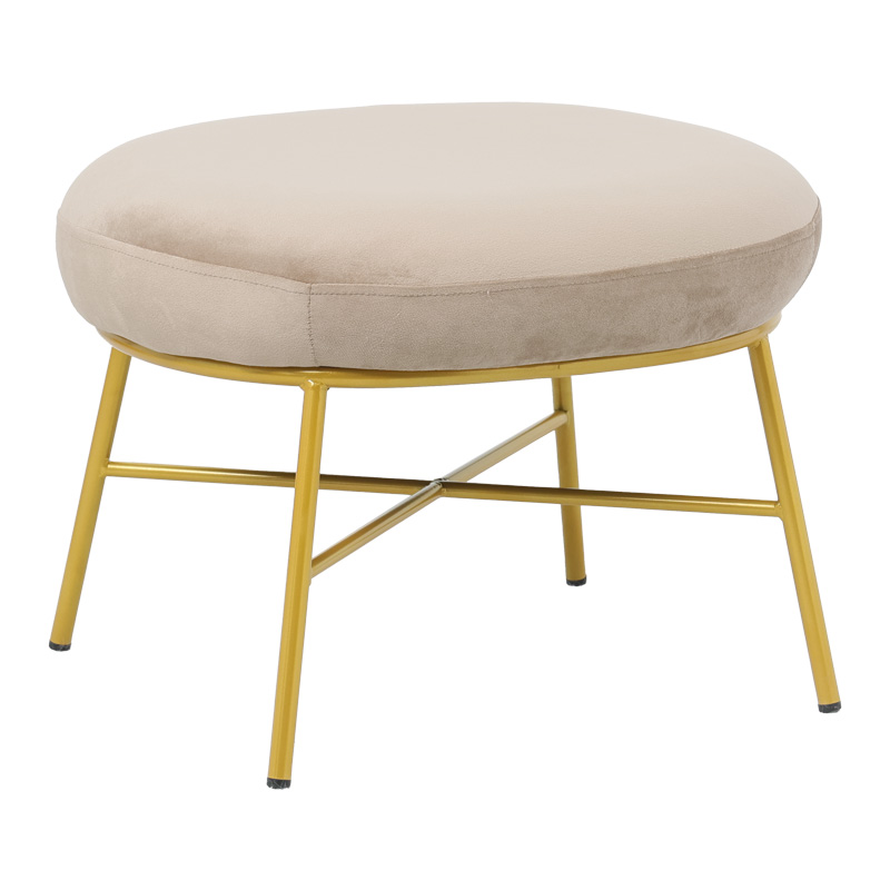Σκαμπό Susanna pakoworld βελούδο μπεζ-πόδι χρυσό μέταλλο 56x47x40εκ Σκαμπό Susanna pakoworld βελούδο μπεζ-πόδι χρυσό μέταλλο 56x47x40εκ