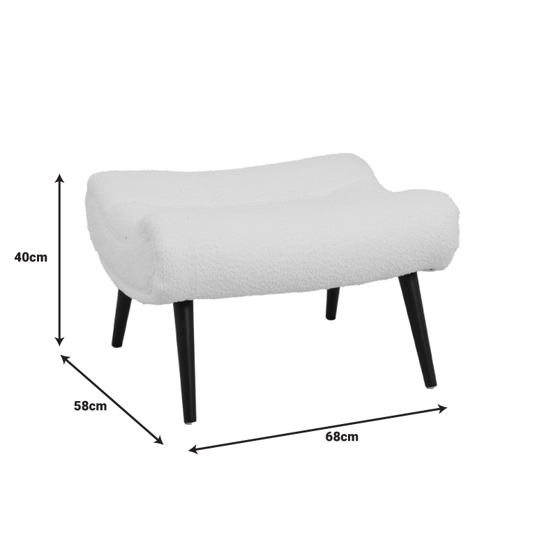 Σκαμπό - υποπόδιο Silla pakoworld μπουκλέ ύφασμα σε λευκή απόχρωση 68x58x40εκ Σκαμπό - υποπόδιο Silla pakoworld μπουκλέ ύφασμα σε λευκή απόχρωση 68x58x40εκ - Image 6