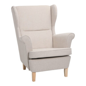 Πολυθρόνα - μπερζέρα Malei haroma ύφασμα σε κρεμ απόχρωση-ξύλινα πόδια 85x93x100εκ