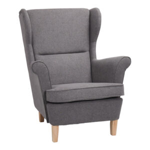 Πολυθρόνα - μπερζέρα Malei haroma ύφασμα σε γκρι απόχρωση-ξύλινα πόδια 85x93x100εκ