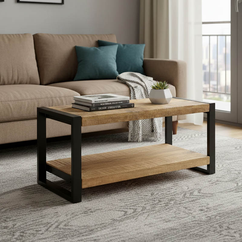 Τραπέζι σαλονιού Miles pakoworld μασίφ ξύλο mango φυσικό-μαύρο 100x45x45.5εκ Τραπέζι σαλονιού Miles pakoworld μασίφ ξύλο mango φυσικό-μαύρο 100x45x45.5εκ