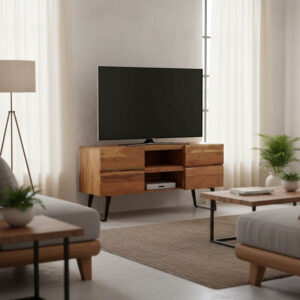 Έπιπλο τηλεόρασης Dervie haroma φυσικό μασίφ ξύλο ακακίας 130x43.5x66.5εκ