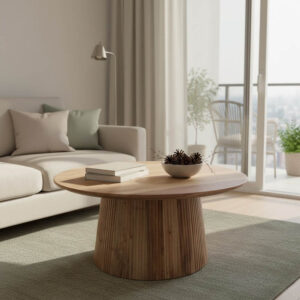 Τραπέζι σαλονιού Canicule I haroma μασίφ ξύλο ακακίας σε φυσική απόχρωση Φ80x40εκ