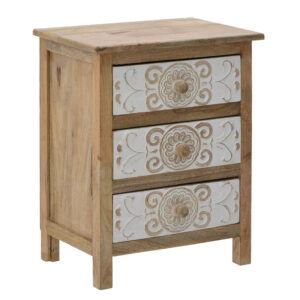 Συρταριέρα haroma 3-50-245-0017 ξύλο φυσικό-λευκό 50x32x61εκ