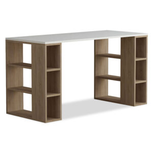 Γραφείο Colmar haroma χρώμα λευκό -σκούρο φυσικό 140x60x75εκ