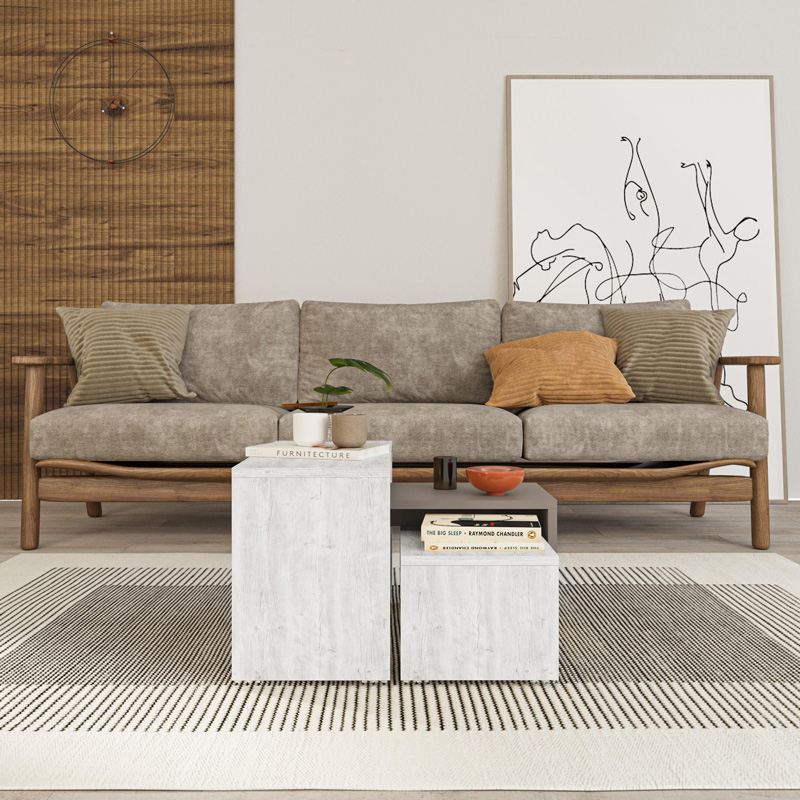 Τραπέζια σαλονιού Kantar pakoworld σετ 3τεμ σε λευκό antique - μόκα απόχρωση 65x30x39εκ Τραπέζια σαλονιού Kantar pakoworld σετ 3τεμ σε λευκό antique - μόκα απόχρωση 65x30x39εκ - Image 3