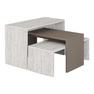 Τραπέζια σαλονιού Kantar haroma σετ 3τεμ σε λευκό antique - μόκα απόχρωση 65x30x39εκ