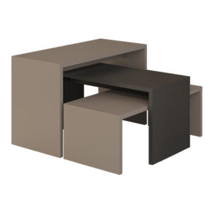 Τραπέζια σαλονιού Kantar haroma σετ 3τεμ σε ανθρακί - μόκα απόχρωση 65x30x39εκ