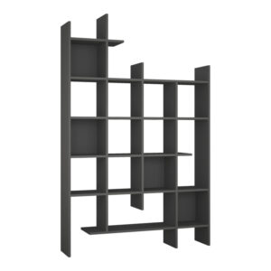 Βιβλιοθήκη Manco haroma σε ανθρακί απόχρωση 122x25.5x188εκ