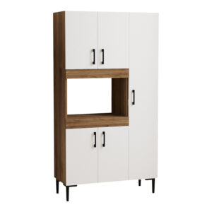 Ντουλάπα κουζίνας Defne haroma χρώμα λευκό-καρυδί  89x37.5x160εκ