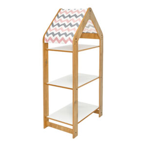 Ραφιέρα τ. Montessori Zoilen I pakoworld λευκό-φυσικό-ροζ mdf 50x30x100εκ