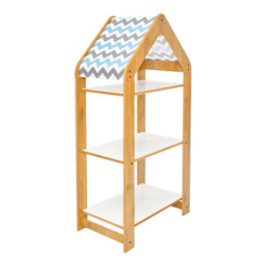 Ραφιέρα Montessori Zoilen I haroma λευκό-φυσικό-μπλε mdf 50x30x100εκ