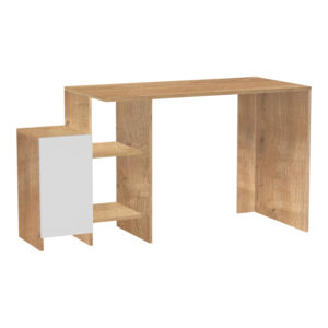 Γραφείο με ραφιέρα Kely haroma σε φυσική-λευκή απόχρωση 113x55x74εκ