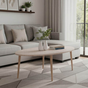 Τραπέζι σαλονιού Barton haroma επιφάνεια σε φυσική απόχρωση με καρυδί πόδι 90x45x40εκ