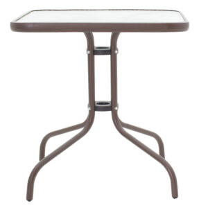 Τραπέζι Watson pakoworld μέταλλο καφέ-γυαλί 80x80x70εκ