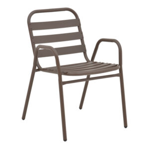 Πολυθρόνα Sussie haroma στοιβαζόμενη καφέ μέταλλο με φέτες αλουμινίου 45x62x76εκ